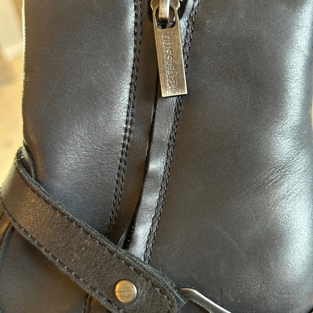 Bussola Black Leather Ankle Boots Block Heel Buckle Zipper Comfort | EU 38 - Picture 11 of 12